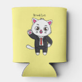 Cute kitten kat in business suit cartoon blikjeskoeler (Achterkant)