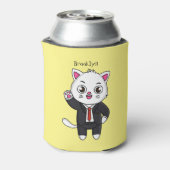 Cute kitten kat in business suit cartoon blikjeskoeler (Blikje Achterkant)