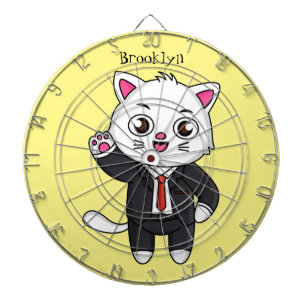 Cute kitten kat in business suit cartoon dartbord