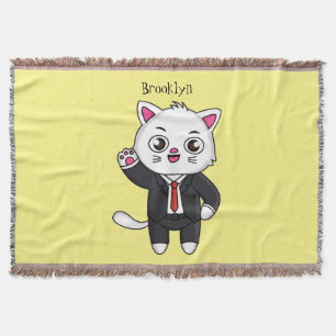 Cute kitten kat in business suit cartoon deken