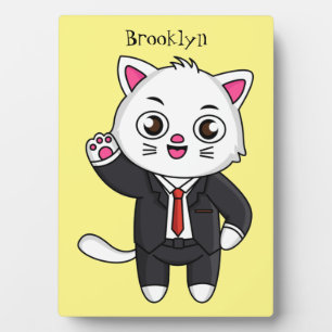 Cute kitten kat in business suit cartoon fotoplaat
