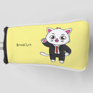 Cute kitten kat in business suit cartoon golfheadcover