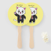 Cute kitten kat in business suit cartoon handwaaier (Voorkant en achterkant)