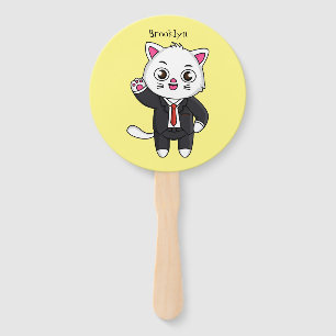 Cute kitten kat in business suit cartoon handwaaier
