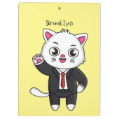 Cute kitten kat in business suit cartoon klembord (Achterkant)