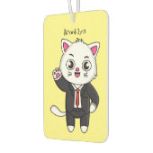 Cute kitten kat in business suit cartoon luchtverfrisser (Links)