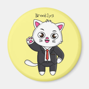Cute kitten kat in business suit cartoon magneet