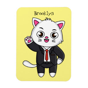 Cute kitten kat in business suit cartoon magneet