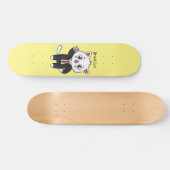Cute kitten kat in business suit cartoon persoonlijk skateboard (Horizontaal)