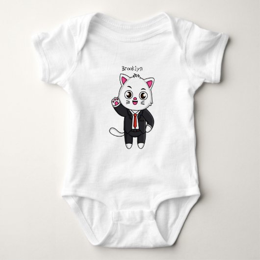 Cute kitten kat in business suit cartoon romper (Voorkant)