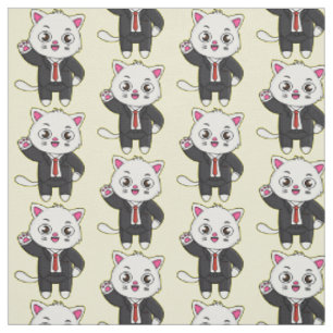 Cute kitten kat in business suit cartoon stof