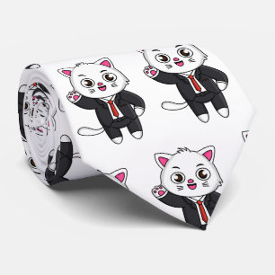 Cute kitten kat in business suit cartoon stropdas
