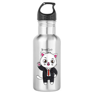 Cute kitten kat in business suit cartoon waterfles