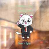 Cute kitten kat in zakelijk pak cartoon raamsticker (Vel 2)