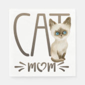 Cute Kitten Kat Mam Waterverf Siamese Cat Servet (Voorkant)