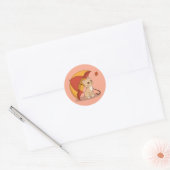 Cute Kitten Kat Rood Geel Paraplu Herfst Roze Ronde Sticker (Envelop)