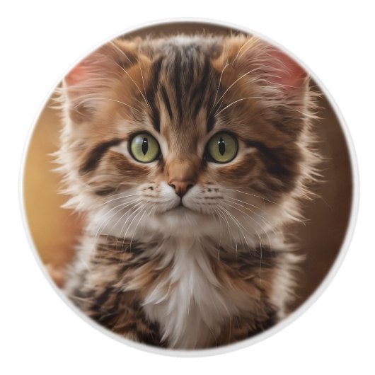 Cute Kitten Keramische Knop (Voorkant)