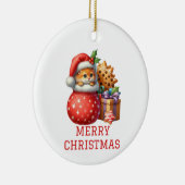 Cute Kitten Kerstmis Keramisch Ornament (Rechts)