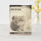 Cute Kitten Kijker Dierenfotokaart Kaart (Gele Bloem)