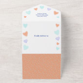 Cute Kitten Kitty Cats Hearts Baby shower All In One Uitnodiging (Buitenkant)