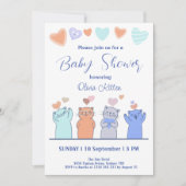 Cute Kitten Kitty Cats Hearts Baby shower Kaart (Voorkant)