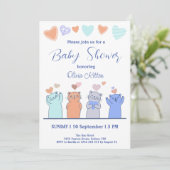 Cute Kitten Kitty Cats Hearts Baby shower Kaart (Staand voorkant)