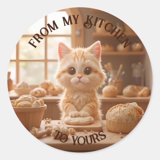 Cute Kitten Kneading Dough Ronde Sticker (Voorkant)