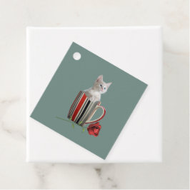 Cute kitten koffiefoto mok groene moderne bedankjes labels