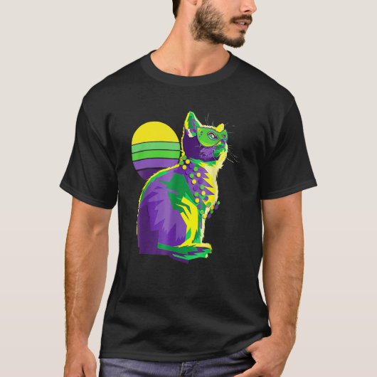 Cute Kitten Mardi Gras Cat Butterfly New Orleans W T-shirt (Voorkant)