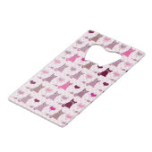 Cute kitten meisjespatroon creditkaart flessenopener (Voorkant Gekanteld)