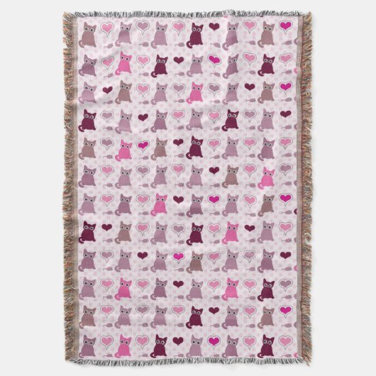 Cute kitten meisjespatroon deken (Voorkant Verticaal)