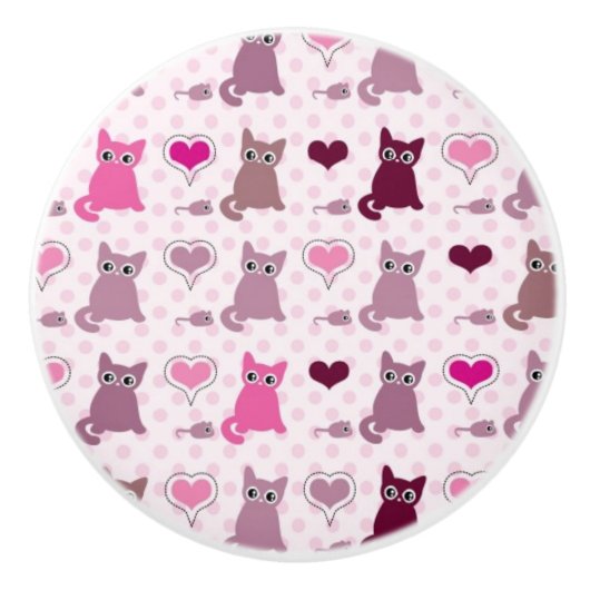 Cute kitten meisjespatroon keramische knop (Voorkant)