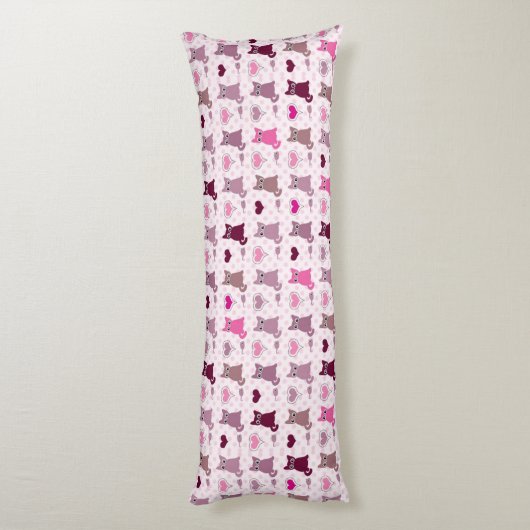 Cute kitten meisjespatroon lichaamskussen (Achterkant (Verticaal))