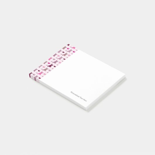 Cute kitten meisjespatroon post-it® notes (Schuin)