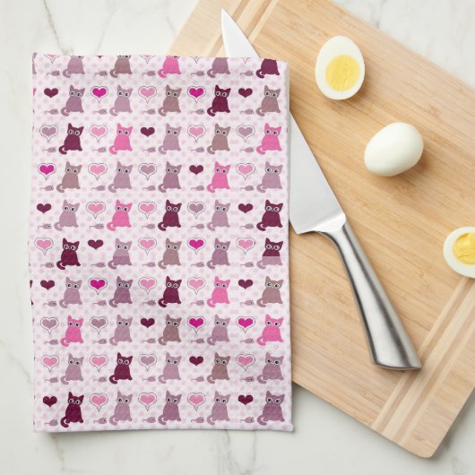 Cute kitten meisjespatroon theedoek (Quarter Fold)