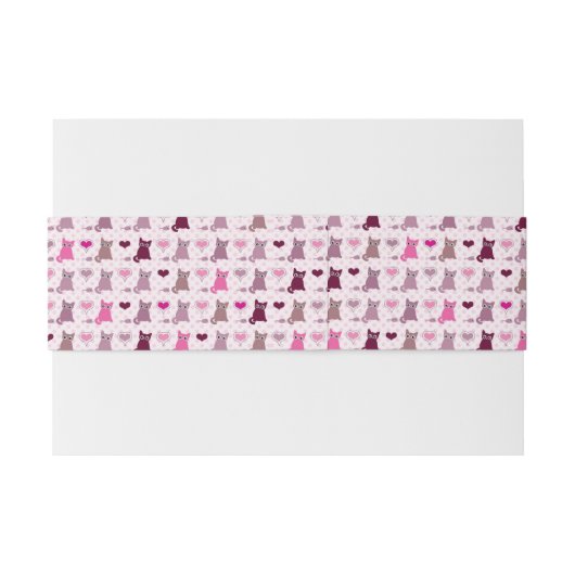 Cute kitten meisjespatroon uitnodigingen wikkel (Achterkant Voorbeeld)