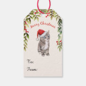 Cute Kitten Merry kerstkat Lovers Cadeaulabel (Achterkant)
