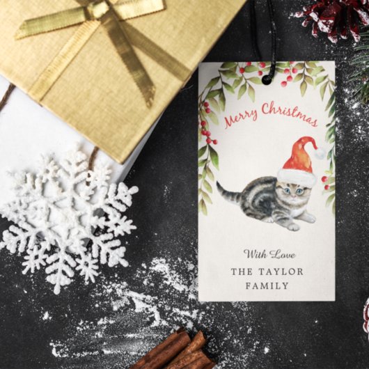 Cute Kitten Merry Santa Hat Cat Lovers Cadeaulabel