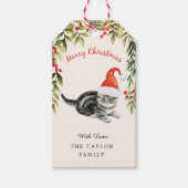 Cute Kitten Merry Santa Hat Cat Lovers Cadeaulabel (Voorkant)