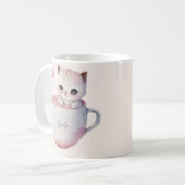 Cute Kitten met ballonhartslag Koffiemok (Voorkant links)