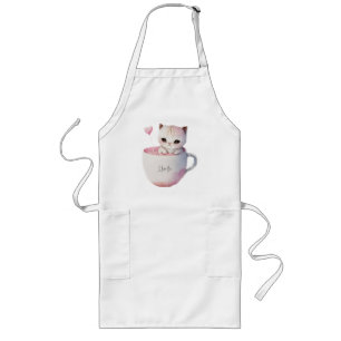 Cute Kitten met ballonhartslag Lang Schort