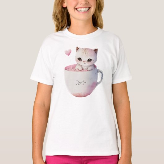 Cute Kitten met ballonhartslag T-shirt (Voorkant)