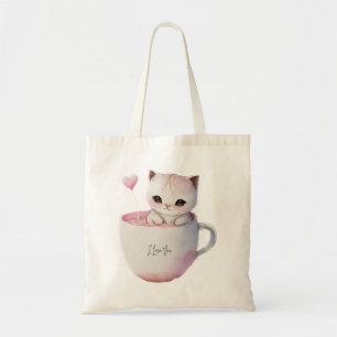 Cute Kitten met ballonhartslag Tote Bag