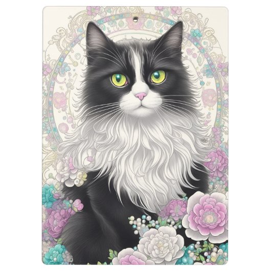 Cute Kitten met bloemen Klembord (Achterkant)