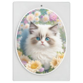 Cute Kitten met bloemen Klembord (Achterkant)