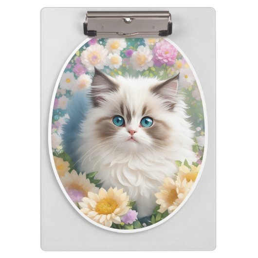 Cute Kitten met bloemen Klembord (Voorkant)