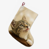 Cute Kitten met een uitgerekt paw Grote Kerstsok (Voorkant (Hangend))