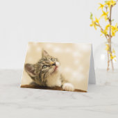 Cute Kitten met een uitgerekt paw Kaart (Gele Bloem)
