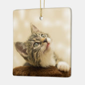 Cute Kitten met een uitgerekt paw Keramisch Ornament (Links)