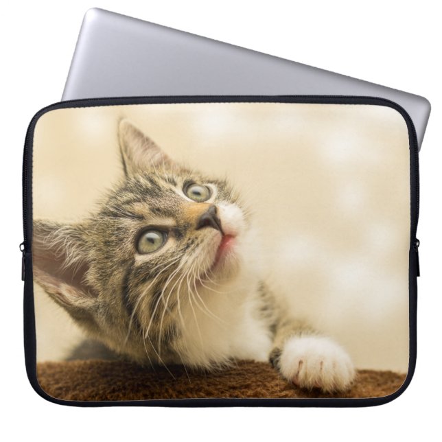 Cute Kitten met een uitgerekt paw Laptop Sleeve (Voorkant)